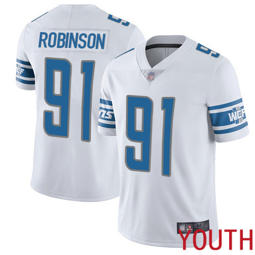 Detroit Lions Limited White Youth Ahawn Robinson Road Jersey NFL Football #91 Vapor Untouchable